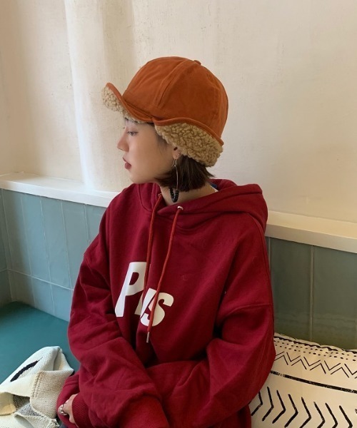 MANGROVE（マングローブ）の「裏ボアフライトキャップ（キャップ・レディース・ダークオレンジ/ブラック/グレー/ベージュ/ホワイト・FREE）」の16枚目の写真