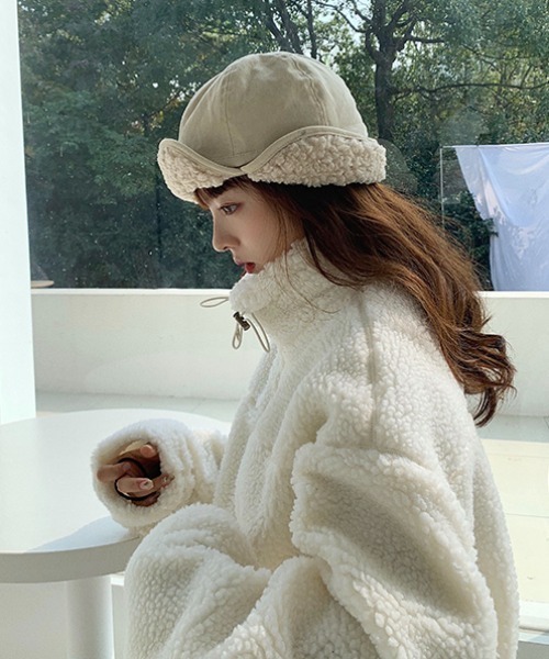 MANGROVE（マングローブ）の「裏ボアフライトキャップ（キャップ・レディース・ダークオレンジ/ブラック/グレー/ベージュ/ホワイト・FREE）」の18枚目の写真