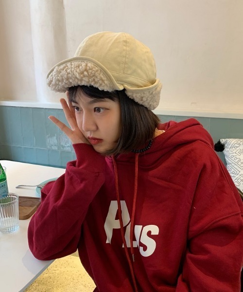 MANGROVE（マングローブ）の「裏ボアフライトキャップ（キャップ・レディース・ダークオレンジ/ブラック/グレー/ベージュ/ホワイト・FREE）」の21枚目の写真