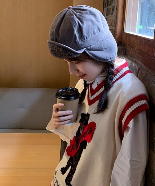 MANGROVE（マングローブ）の「裏ボアフライトキャップ（キャップ・レディース・ダークオレンジ/ブラック/グレー/ベージュ/ホワイト・FREE）」の8枚目の写真