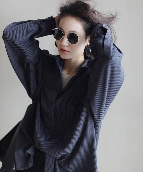 LOPASS(ロパス)の「コールテン ビッグシャツ(シャツ/ブラウス・レディース・ネイビー・LARGE/MEDIUM)」の16枚目の写真