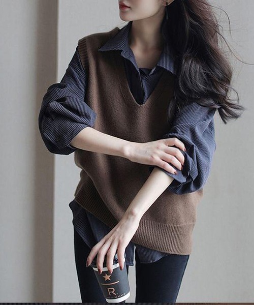 LOPASS(ロパス)の「コールテン ビッグシャツ(シャツ/ブラウス・レディース・ネイビー・LARGE/MEDIUM)」の2枚目の写真