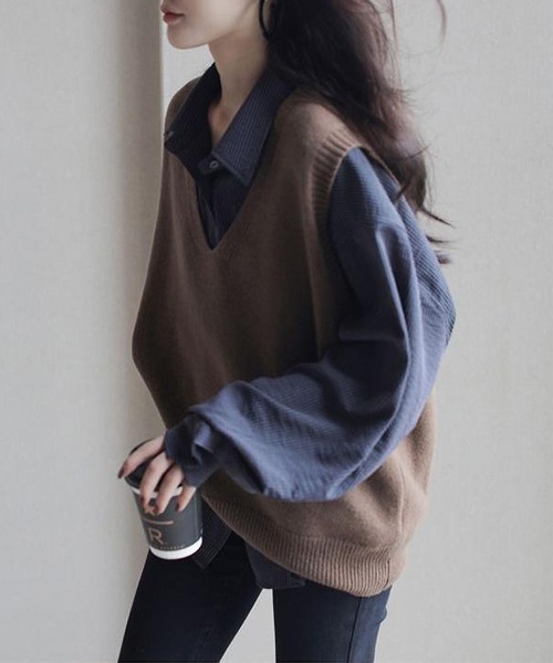 LOPASS(ロパス)の「コールテン ビッグシャツ(シャツ/ブラウス・レディース・ネイビー・LARGE/MEDIUM)」の12枚目の写真