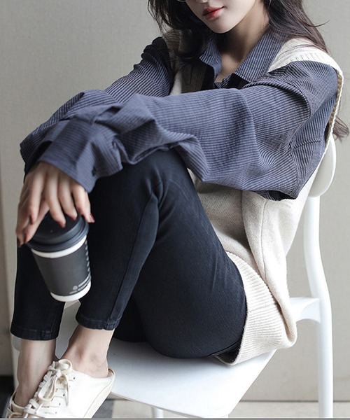 LOPASS(ロパス)の「コールテン ビッグシャツ(シャツ/ブラウス・レディース・ネイビー・LARGE/MEDIUM)」の8枚目の写真