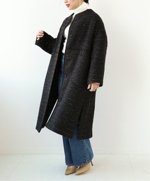 Simplicite | ツイードガウンコート◆(ノーカラーコート)