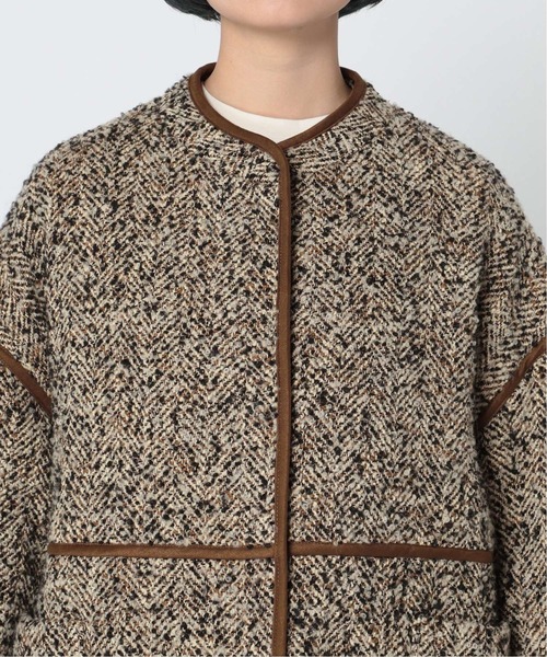 Simplicite(サンプリシテ)の「ツイードガウンコート◆(ノーカラーコート・レディース・ネイビー/グレー/レッド・FREE)」の11枚目の写真