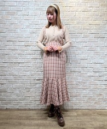 axes femme POETIQUE | サス付チェックマーメイドＳＫ(スカート)
