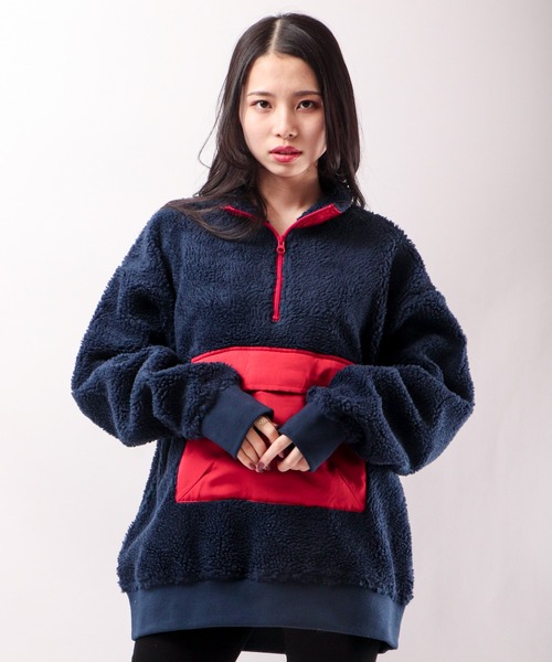 House of Blues（ハウスオブブルース）の「ボア配色切替ハーフZIPプルオーバー（スウェット・メンズ・ブラック/ネイビー/グレー・M/L）」の3枚目の写真