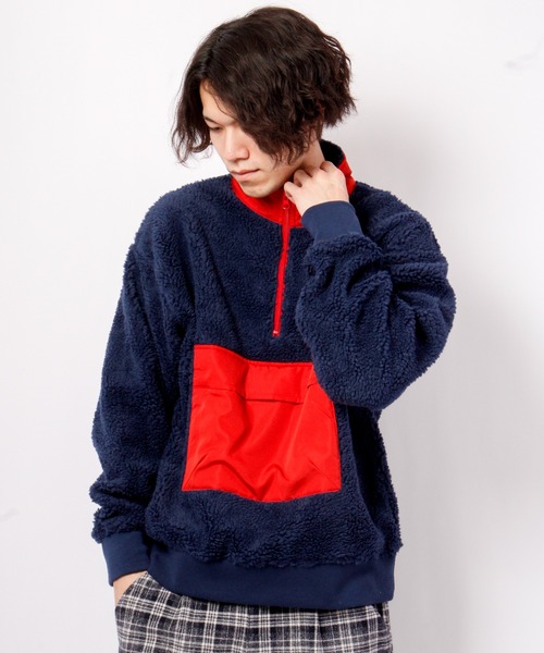 House of Blues（ハウスオブブルース）の「ボア配色切替ハーフZIPプルオーバー（スウェット・メンズ・ブラック/ネイビー/グレー・M/L）」の21枚目の写真