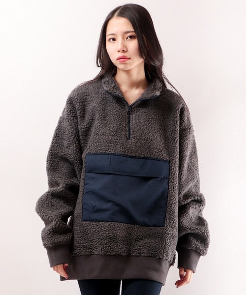 House of Blues（ハウスオブブルース）の「ボア配色切替ハーフZIPプルオーバー（スウェット・メンズ・ブラック/ネイビー/グレー・M/L）」の8枚目の写真