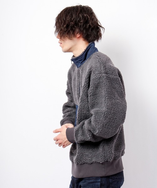 House of Blues（ハウスオブブルース）の「ボア配色切替ハーフZIPプルオーバー（スウェット・メンズ・ブラック/ネイビー/グレー・M/L）」の5枚目の写真