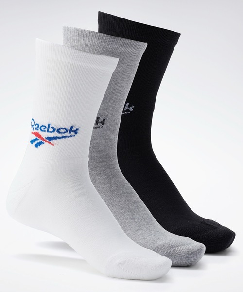 Reebok（リーボック）の「クラシック クルー ソックス 3足組 / Classics Crew Socks 3 Pairs（ソックス/靴下・メンズ・ブラック/ホワイト×グレー/ホワイト・SMALL/MEDIUM/LARGE/X-LARGE）」の3枚目の写真