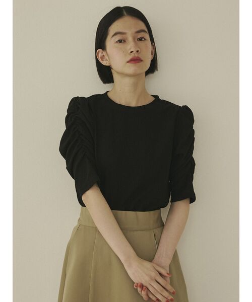 COTORICA（コトリカ）の「5分袖パワショルカットソー（Tシャツ/カットソー・レディース・ブラック/オフホワイト/イエロー・FREE）」の3枚目の写真