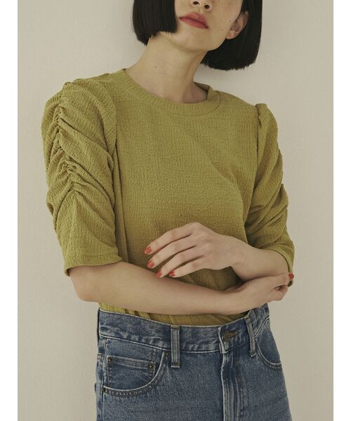 COTORICA（コトリカ）の「5分袖パワショルカットソー（Tシャツ/カットソー・レディース・ブラック/オフホワイト/イエロー・FREE）」の6枚目の写真