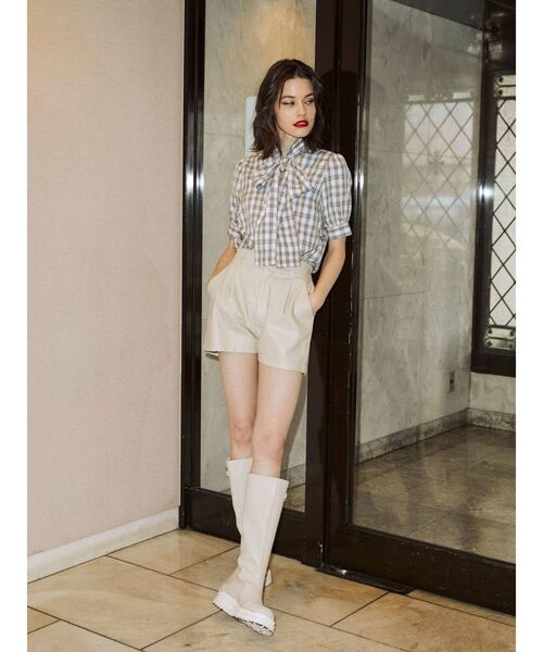 jouetie（ジュエティ）の「BIGリボンタイハーフスリーブブラウス（シャツ/ブラウス・レディース・ブラック/パープル/レッド/ブルー/グリーン/アイボリー・MEDIUM）」の22枚目の写真