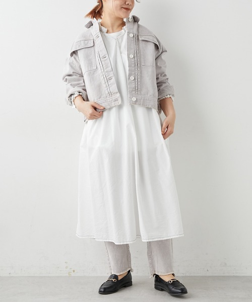 PUAL CE CIN(ピュアルセシン)の「春ケミカルデニムジャケット(デニムジャケット・レディース・チャコールグレー/ブルー/ライトベージュ・FREE)」の12枚目の写真