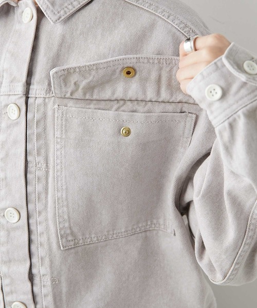 PUAL CE CIN ピュアルセシン フェイクレザージャケット ベージュ ラムレザーノーカラージャケット | PUAL CE CIN(ピュアルセシン