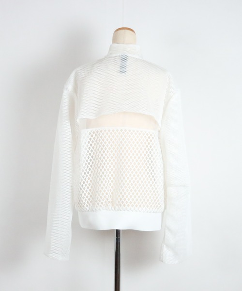 【新品未使用】AULA AILA ニットコンビネーションブルゾン オフホワイト MESH COMBINATION KNIT BLOUSON — aulaaila
