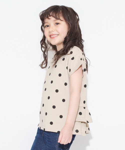 BRANSHES（ブランシェス）の「【WEB限定】無地/ドット柄バックフリル半袖Tシャツ（Tシャツ/カットソー・キッズ・ベージュ/ピンクベージュ/チャコールグレー/ライトグリーン/ラベンダー・100/150/130/140/110/120）」の3枚目の写真