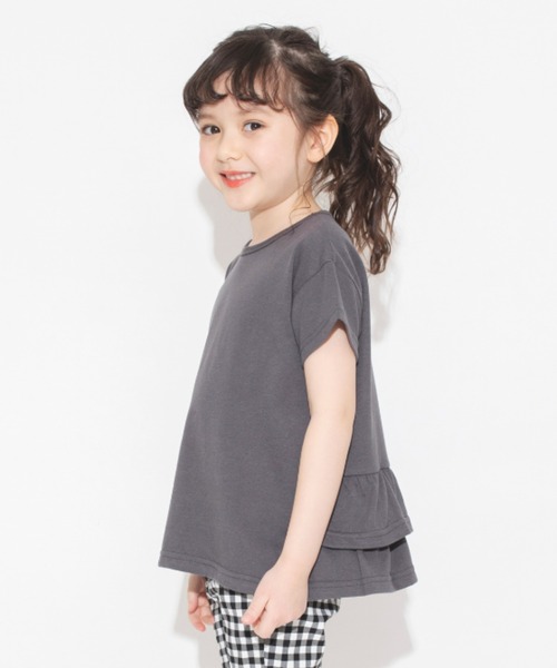 BRANSHES（ブランシェス）の「【WEB限定】無地/ドット柄バックフリル半袖Tシャツ（Tシャツ/カットソー・キッズ・ベージュ/ピンクベージュ/チャコールグレー/ライトグリーン/ラベンダー・100/150/130/140/110/120）」の2枚目の写真