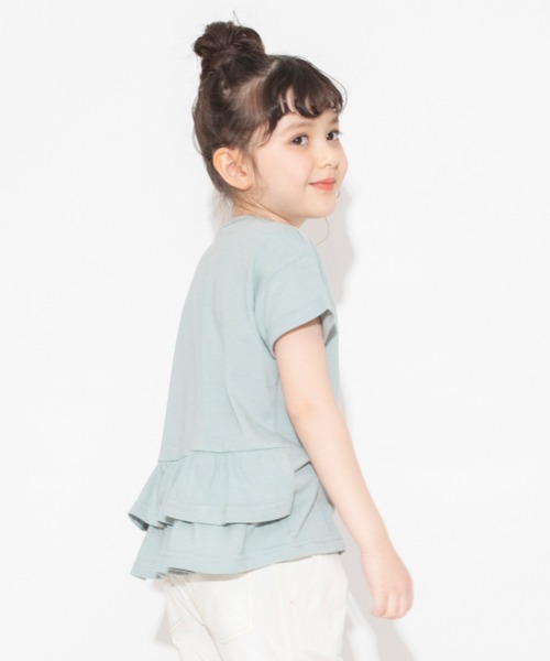 BRANSHES（ブランシェス）の「【WEB限定】無地/ドット柄バックフリル半袖Tシャツ（Tシャツ/カットソー・キッズ・ベージュ/ピンクベージュ/チャコールグレー/ライトグリーン/ラベンダー・100/150/130/140/110/120）」の4枚目の写真