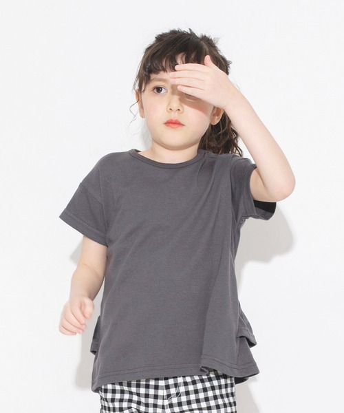 BRANSHES（ブランシェス）の「【WEB限定】無地/ドット柄バックフリル半袖Tシャツ（Tシャツ/カットソー・キッズ・ベージュ/ピンクベージュ/チャコールグレー/ライトグリーン/ラベンダー・100/150/130/140/110/120）」の9枚目の写真