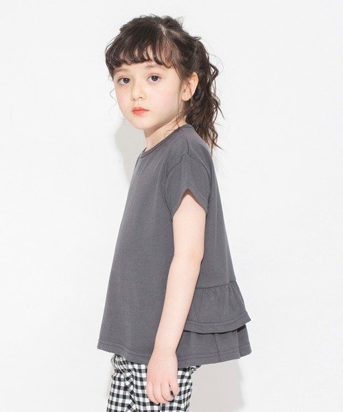 BRANSHES（ブランシェス）の「【WEB限定】無地/ドット柄バックフリル半袖Tシャツ（Tシャツ/カットソー・キッズ・ベージュ/ピンクベージュ/チャコールグレー/ライトグリーン/ラベンダー・100/150/130/140/110/120）」の7枚目の写真