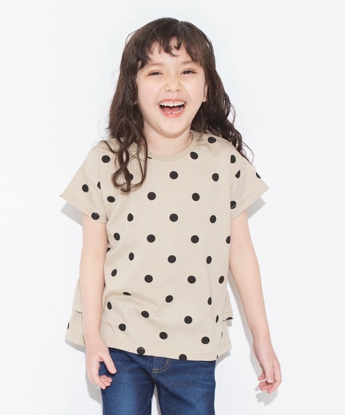 BRANSHES（ブランシェス）の「【WEB限定】無地/ドット柄バックフリル半袖Tシャツ（Tシャツ/カットソー・キッズ・ベージュ/ピンクベージュ/チャコールグレー/ライトグリーン/ラベンダー・100/150/130/140/110/120）」の15枚目の写真