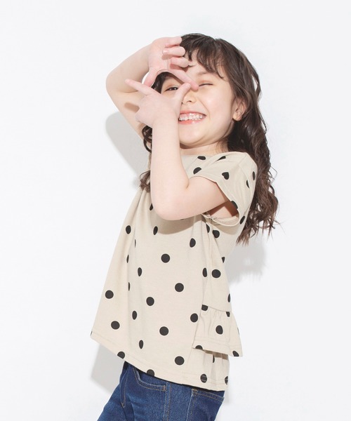 BRANSHES（ブランシェス）の「【WEB限定】無地/ドット柄バックフリル半袖Tシャツ（Tシャツ/カットソー・キッズ・ベージュ/ピンクベージュ/チャコールグレー/ライトグリーン/ラベンダー・100/150/130/140/110/120）」の16枚目の写真