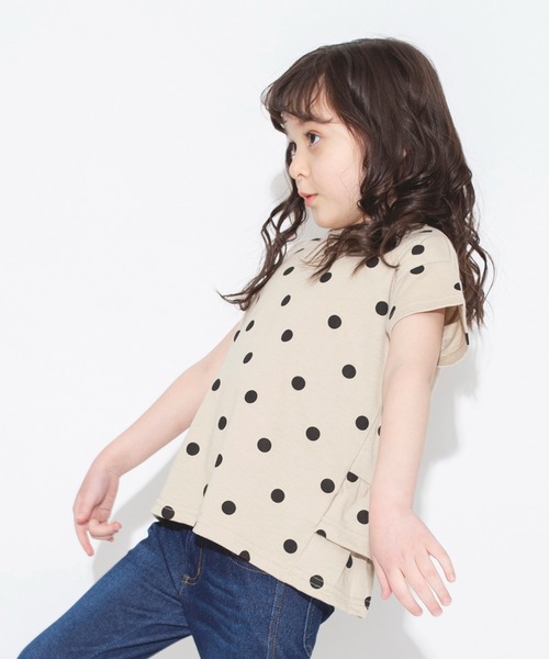 BRANSHES（ブランシェス）の「【WEB限定】無地/ドット柄バックフリル半袖Tシャツ（Tシャツ/カットソー・キッズ・ベージュ/ピンクベージュ/チャコールグレー/ライトグリーン/ラベンダー・100/150/130/140/110/120）」の17枚目の写真