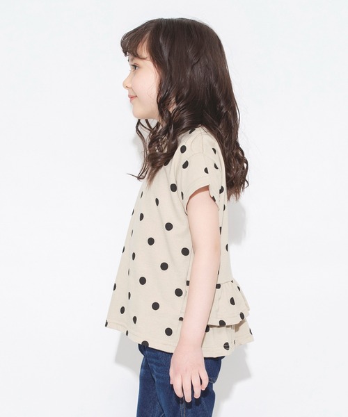 BRANSHES（ブランシェス）の「【WEB限定】無地/ドット柄バックフリル半袖Tシャツ（Tシャツ/カットソー・キッズ・ベージュ/ピンクベージュ/チャコールグレー/ライトグリーン/ラベンダー・100/150/130/140/110/120）」の18枚目の写真