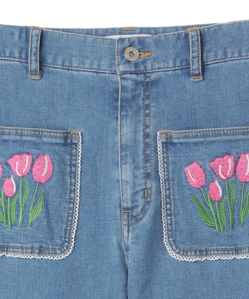 Candy Stripper（キャンディストリッパー）の「CHULIP FLARE デニムパンツ（デニムパンツ・レディース・ライトインディゴブルー/インディゴブルー・1/2）」の14枚目の写真