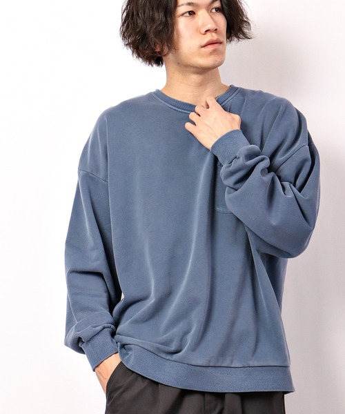 セール】TC裏毛ピグメント加工ロングスリーブトレーナー