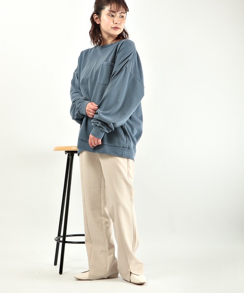 セール】TC裏毛ピグメント加工ロングスリーブトレーナー