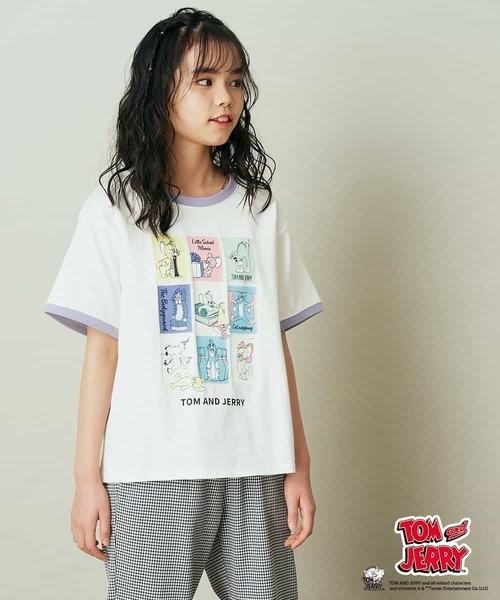 a.v.v（アーヴェヴェ）の「[100-130]トムとジェリーコラボプリントTシャツ（Tシャツ/カットソー・キッズ・ホワイト/ライトパープル/ミント/ベージュ・110/130/120/100）」の2枚目の写真