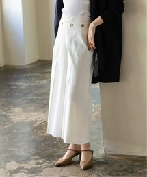 綿麻チノフロントボタンクロップドパンツ