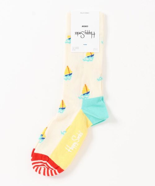 Happy Socks（ハッピーソックス）の「Happy Socks Sail Away クルーソックス 10221007（ソックス/靴下・レディース・ホワイト/ネイビー・M/L）」の8枚目の写真