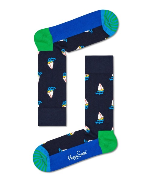 Happy Socks（ハッピーソックス）の「Happy Socks Sail Away クルーソックス 10221007（ソックス/靴下・レディース・ホワイト/ネイビー・M/L）」の4枚目の写真