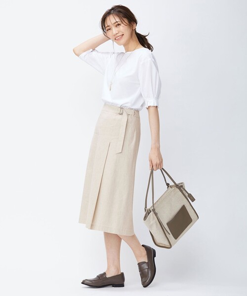 J.PRESS(ジェイプレス)の「【洗える】リネンセルロースストレッチ スカート(スカート・レディース・ネイビー系/ベージュ系・7/9/11)」の5枚目の写真