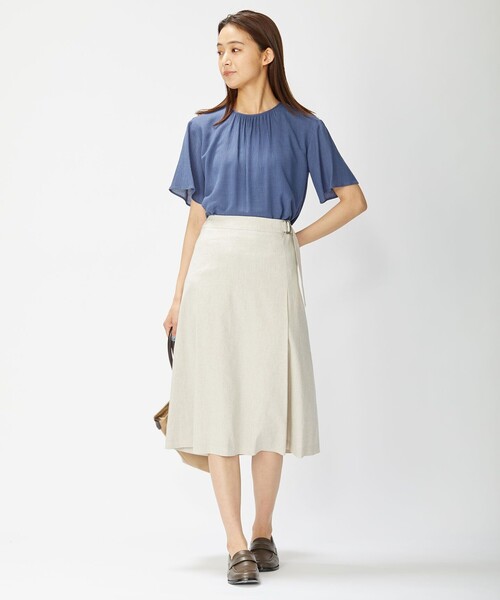 J.PRESS(ジェイプレス)の「【洗える】リネンセルロースストレッチ スカート(スカート・レディース・ネイビー系/ベージュ系・7/9/11)」の7枚目の写真