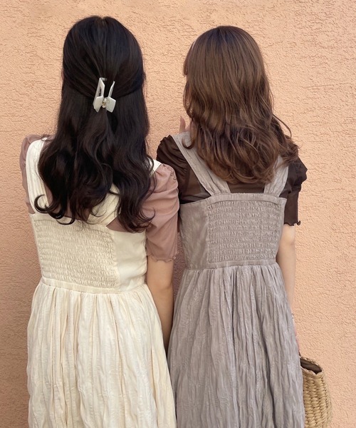 one after another NICE CLAUP(ワンアフターアナザーナイスクラップ)の「タンク型ワッシャーワンピース(ジャンパースカート・レディース・アイボリー/モカ/パープル・FREE)」の15枚目の写真