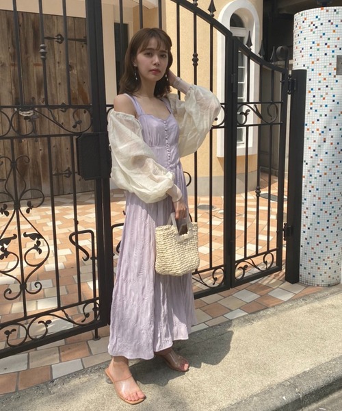 one after another NICE CLAUP(ワンアフターアナザーナイスクラップ)の「タンク型ワッシャーワンピース(ジャンパースカート・レディース・アイボリー/モカ/パープル・FREE)」の19枚目の写真