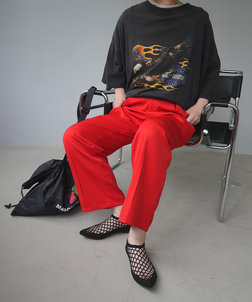 c.u.l(シーユーエル)の「【c.u.l:w】ツイルセンタープレススラックス culwz22ss007(スラックス・レディース・アイボリー/ブラック/グリーン/ライム/レッド・S/M)」の6枚目の写真
