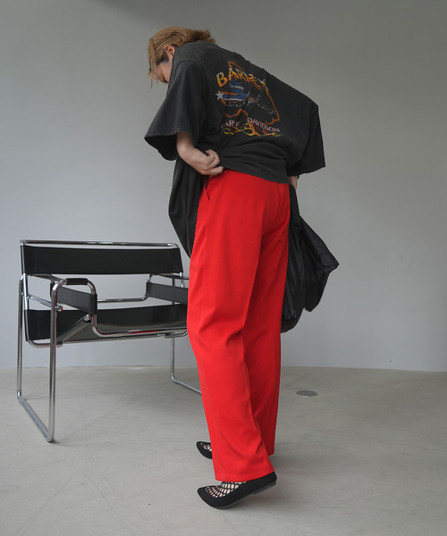 c.u.l(シーユーエル)の「【c.u.l:w】ツイルセンタープレススラックス culwz22ss007(スラックス・レディース・アイボリー/ブラック/グリーン/ライム/レッド・S/M)」の7枚目の写真