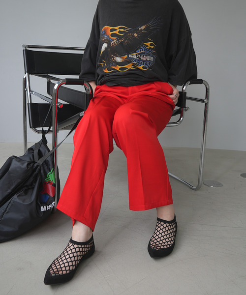 c.u.l(シーユーエル)の「【c.u.l:w】ツイルセンタープレススラックス culwz22ss007(スラックス・レディース・アイボリー/ブラック/グリーン/ライム/レッド・S/M)」の10枚目の写真