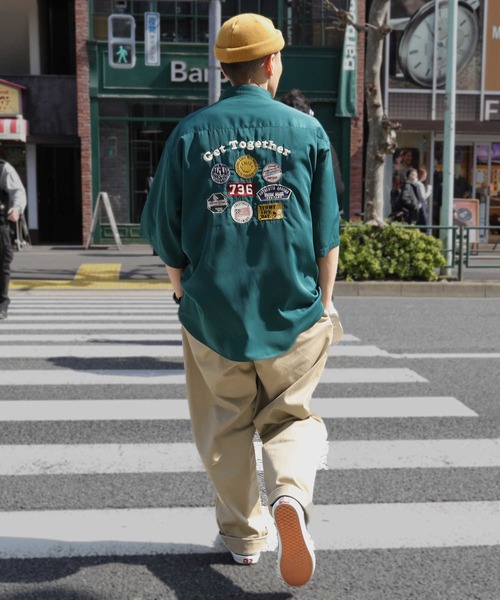 BACK NUMBER（バックナンバー）の「【BACK NUMBER】刺繍レギュラー半袖シャツ（シャツ/ブラウス・メンズ・グリーン/キナリ・XL/L/M）」の5枚目の写真