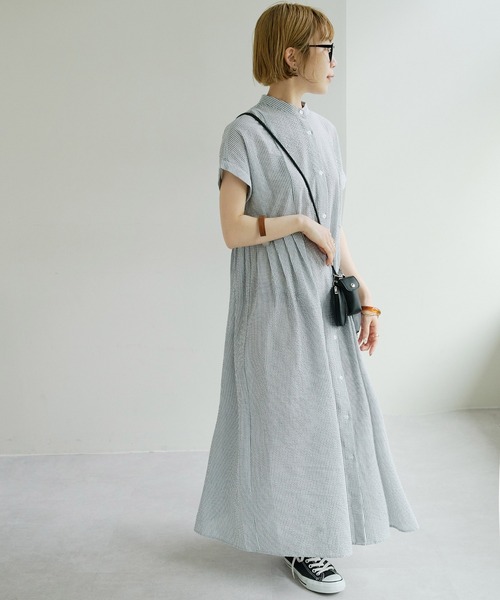 【WEB限定】ウエストタック半袖ワンピース