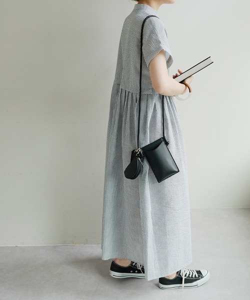 【WEB限定】ウエストタック半袖ワンピース