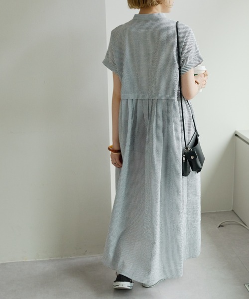 【WEB限定】ウエストタック半袖ワンピース