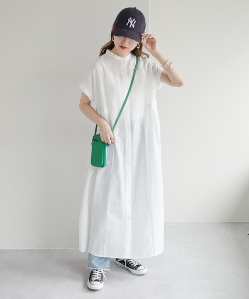 DISCOAT(ディスコート)の「【WEB限定】ウエストタック半袖ワンピース(シャツワンピース・レディース・ホワイト/ブラック/ピンク/ブルー・FREE)」の22枚目の写真